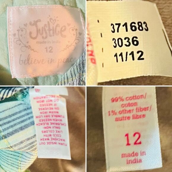 Justice Paint Splatter Silver Thread Plaid Button Down Shirt Green Blue 12 - Picture 8 of 9